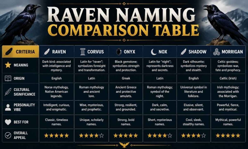 raven-naming-comparison-table