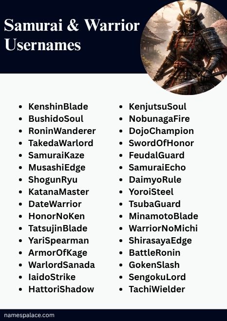 samurai-and-warrior-usernames